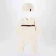 [GUCCI] Two-piece set in white plush cotton jersey 6/9 M White