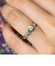 Split Shank Knot Style Silver Engagement Ring, Daily Wear Women's Jewelry Gift