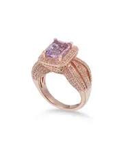Suzy Levian Rosed Silver 4.30 ct. tw. Gemstone Statement Ring