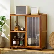 YUGXTH Acrylic Display Case, Display Cabinets for Collectables, Showcase Made of Natural Bamboo Material, Flip-top Door Design, Sealed and Dust-proof, Easy to Install ( Color : Brown , Size : A-27x13x