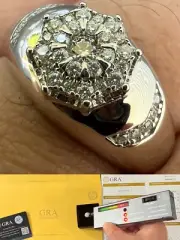 Mens 925 Silver Hip Hop Iced Moissanite Pinky Cluster Ring Passes Tester W.GRA