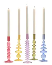 Two's Company Set Of 5 Hand-Blown Glass Candleholder