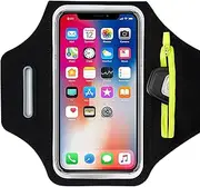 TRIXES Black Running Armband with Accessory Earbud Bag Suitable For iPhone 15 Pro Max/14 Pro/13 Pro Max/12/12 Pro/11/XR/XS/X/8 Plus - Suitable for Smartphones up to 6.7"