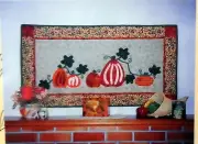 Lauras Sage Country Quilts Pumpkin Patch #0303 Wall Hanging Freezer Paper 46x24"