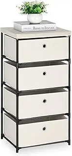 [HAITRAL] Fabric Storage Chest, Drawer Clothes Organizer - 4 Drawers Storage Organizer Unit for Closet, Easy Assembly Closet Dresser for Dorm, Bedroom, Hallway, Storage Bins (White)