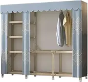 Wardrobe, Canvas Wardrobe, Portable Wardrobe Shelves, Foldable Closet with Hanging Rail and Fabric Cover, Closet for Bedroom,C-163x45x170cm