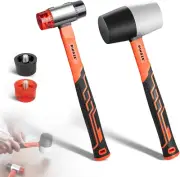 2-Piece Rubber Mallet Hammer Set, 16Oz Rubber Hammer & 35Mm Double-Faced Soft Ma