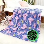 Axolotl Blanket Glow in The Dark Animal Throw Blanket Soft Cozy Salamander Fleece Bedding Blanket Cute Axolotl Fish Gifts for Kids Boys Girls Teens