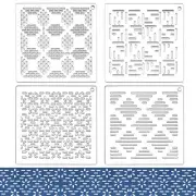 4Pcs Acrylic Sashiko Stencil Line Grid Square Embroidery Tool Drawing Line Te...