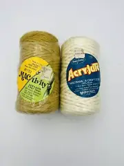 Vtg Lot of 2 Macrame Jute Cord Acrylic Boho Crafts USA - Acryjute NOS