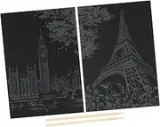 HEALSOPTHY 2pcs Colorful DIY Scratch Paper for Black Crafts with Postcard Design for Creative Personalization and Travel Materials