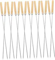 50pcs Stainless Steel Barbecue Skewers with Handle Long Wide Metal Skewers for Grilling Beef Lamb Vegetables Marshmallows for Bbqs Outdoor Cooking