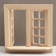 Vintage Handmade Dollhouse Miniatures 1:12 Wood16 Pane Double Window Furniture