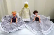 White Lace Topped Ball Gowns for 11.1/2" 'Barbie' Type Dolls - One Off Designs