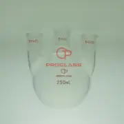 Lab Glass Straight 3 Necks Round Bottom Flask 250mL,19/22 Joints