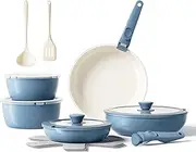 [Redchef] 16pcs Ceramic Nonstick Pots and Pans Set, Kitchen Cookware Set with Removable Handle, Non Toxic Cookware Set, PFAS PFOA & PTFE Free, RV Ceramic Cookware Set for Camping, Dishwasher/Oven Safe