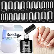 Beetles Nail Kit Gel Nail Polish Nail Extension Kit with 500Pcs Soft Gel Nail Tips Medium Square Shape 5 In 1 Nail Glue Base Gel and Innovative Uv Led Lamp Easy Diy Nails Art Home Acrylic False Nail Tips Kit