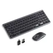Dual-Mode Wireless Keyboard and Mouse Combo, Rechargeable 2.4G/Bluetooth Keyb...