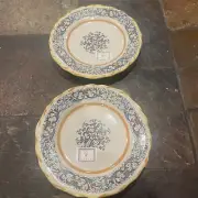 Set of 2 Meridiana Ceramiche MAJOLICA Appetiser Plates 7.75” Scallop~ITALY NEW