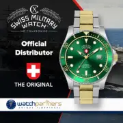 CX Swiss Military Invincible Diving Watch ETA Auto 2 Tone 20ATM Green Dial 3013