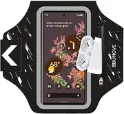 Pixel 4 XL, 3a XL Armband, BUMOVE Gym Running Workouts Sports Phone Arm Band for Google Pixel 4XL 3aXL 3XL 2XL up to 6.9 inch with Airpods Card Key Holder (Black)