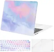 MOSISO Compatible with MacBook Air 13 inch Case 2022 2021 2020 2019 2018 Release A2337 M1 A2179 A1932 Retina Display Touch ID, Plastic Pattern Hard Case&Keyboard Cover&Screen Protector,Colorful Clouds