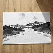 EHOMERY Thin Indoor Mats for Entryway Long Bathroom Runner Chinese Style Ink Landscape Painting Vintage 45x75cm, Non-Slip Plush Cotton Decor Doormat