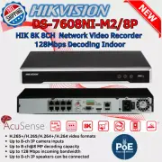 HIK 8K 8CH NVR DS-7608NI-M2/8P Network Video Recorder 128Mbps Decoding Indoor