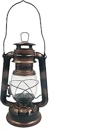 Emergency Oil Lamp for Indoors 24CM Retro Kerosene Lamp Vintage Metal Storm Lantern Light Hanging Hurricane Burning Lantern w/Wick for Camping Hiking Backpacking Emergency Oil Lantern