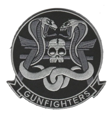4" MARINE CORPS HMLA-369 GUNFIGHTERS FRIDAY HELI BLACK EMBROIDERED JACKET PATCH