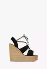 Saint Laurent YSL Espadrille 95 Wedge Black Suede Platform Sandals 41 (10.5)