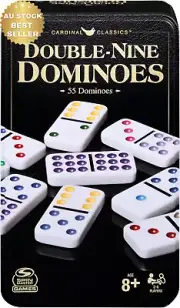 Cardinal Classics Double 9 Dominoes Set in Storage Tin Family Game Ages 8+
