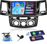 Roinvou 2+64G Android Radio for Toyota Fortuner Hilux 2005-2014, 9" Touchscreen with CarPlay Android Auto, Support HiFi GPS Navigation Bluetooth WiFi FM RDS Backup Camera