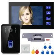 7"LCD RFID Video Door Phone Intercom Doorbell Touch Button +Electric Strike Lock