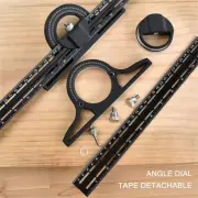 Universal Angle Ruler for Woodworking Enthusiasts 0-180 Degree Angle Measuring Tool with Cursor Horizontal Level and Lon
