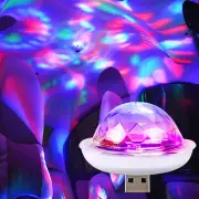 1x Mini Accessories USB LED Car Interior Atmosphere Lamp Disco Ball Decor Light