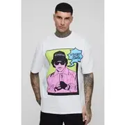 Mens White Tall Oversized Eazy-E License Print T-Shirt