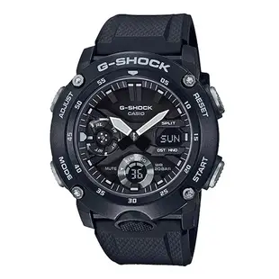【CASIO】G-SHOCK 極簡三眼雙顯錶 樹脂錶帶 簡黑 防水200米 GA-2000S-1A 台灣卡西歐保固一年