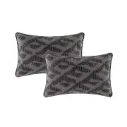 Cloud Linen Lulu Embroidered Cotton Grey 33x55cm Twin Pack Polyester Filled Cushion