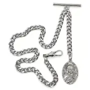 Albert Chain Silver Color Pocket Watch Chain Saint Theresa of Infant Fob AC190