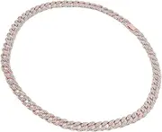 [Zoeyilan] Cuban Link Chain, Simulated Diamond Miami Cuban Necklace, Chunky Bling Iced Out Chain with Clasp, Rhinestones Jewelry Accessories for Women, Mens, Hip Hop Rapper, Couple (Rose Gold)