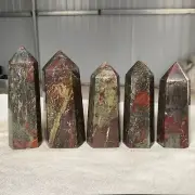 2622g 5PCS Natural Dragon Blood stone Quartz Crystal Obelisk Wand Point Healing