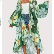 NEW! Stunning Boho Floral Bloom Green Kimono