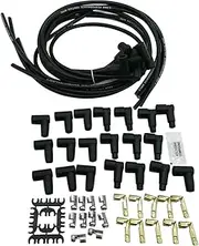 1 SET SHLPDFM BlACK Spark Plug Wires Spiral Core 8.5mm 90 Degree Boots V8 W/Looms