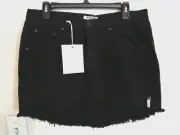 One Teaspoon X Womens Mini Skirt 30 Black Junkyard Low Rise Raw Curved Hem