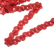 11 Yard Sequins Trim Ribbon 0.6 Inch Sequin Gimp Braid Trim, Red