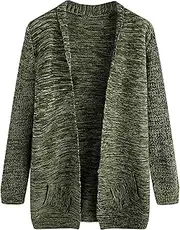 [Generic] Men Long Open Front Cardigan Sweater Shawl Collar Sweater with Pockets Shawl Collar Open Front Knit Sweater, Green, XX-Large