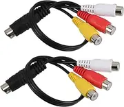 jojofuny 2-Piece S-Video to Video Adapter Cable Set Replacement for Connectors for Tv Monitor Projector