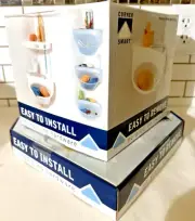 White Ddurable White Bathroom Corner Shelf & Basket Reuseable by Corner Smart