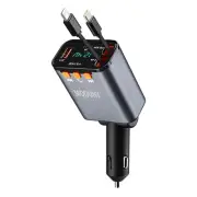 Retractable Car Charger,5 in 1 Fast Cars Phone Charger 60w,Bluetooth 5.3 FM T...